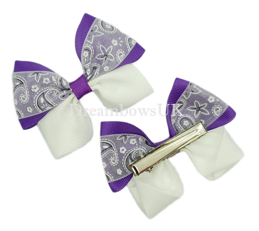 Purple hair bows, alligator clips