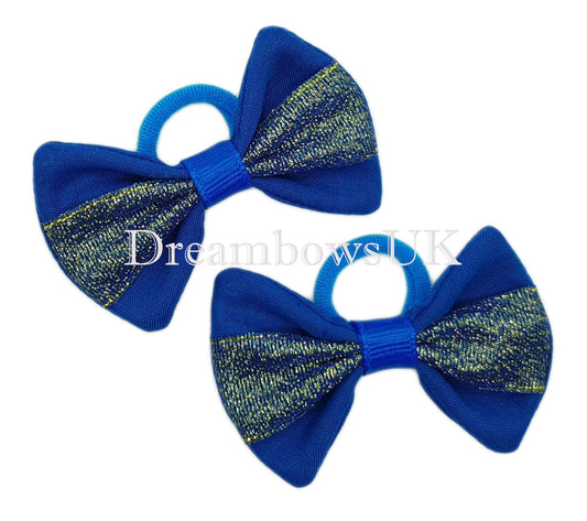 Royal blue toddler hair bows, polyester bobbles