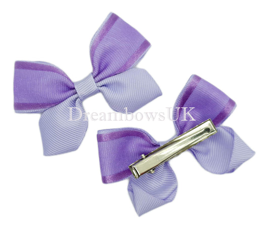 Purple and lilac hair bows, alligator clips