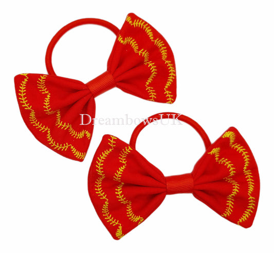 Embroidered hair bows, thick hair accessory bobbles