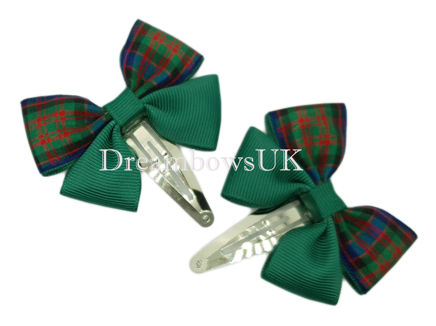 Trtan hair bows on snap clips