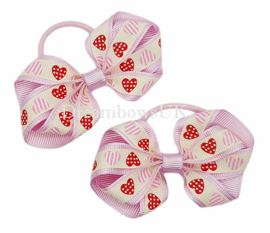 Pink and cream bows, toddler hair bobbles