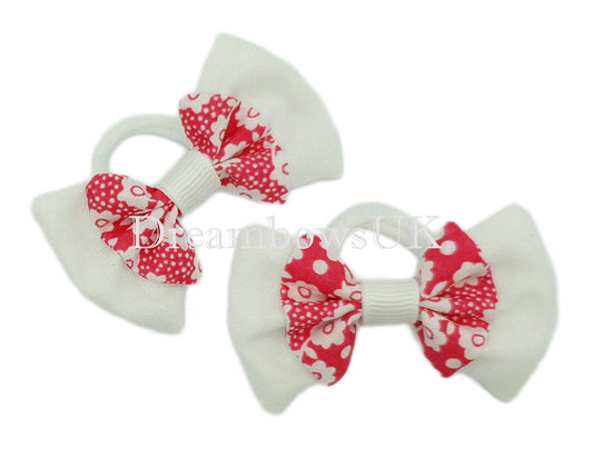 Girls floral hair bows on polyester bobbles