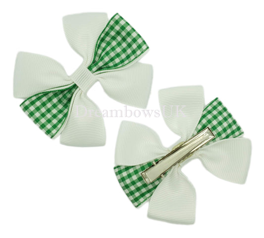 Emerald green hair bows on alligator clips
