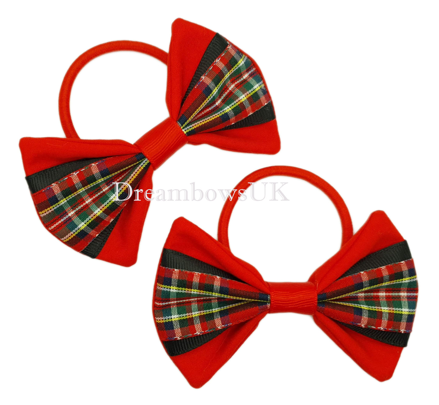 Royal Stewart hair bows, tartan bows, thick bobbles