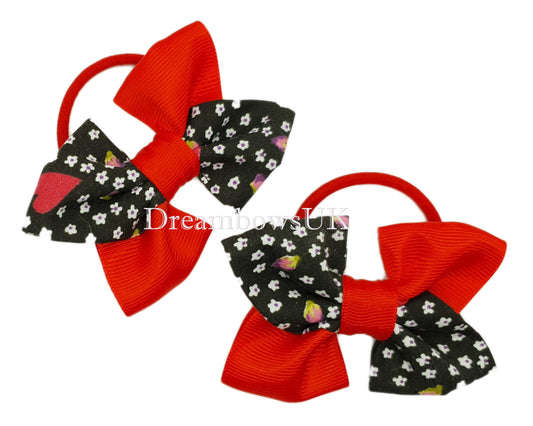 Black and red hair bows, thick bobbles