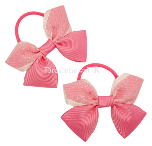 Pink hair bows, girls pink hair bobbles