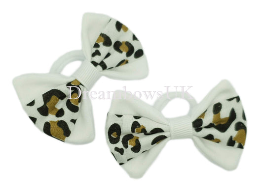 Leopard print hair bows on soft polyester bobbles