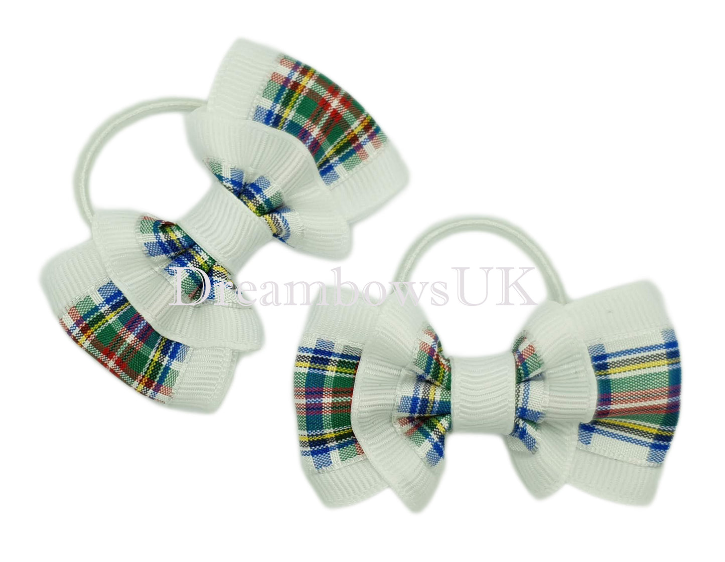 Dress Stewart Tartan Hair Bows on Thin Bobbles