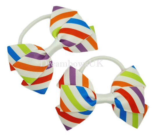 Colourful hair bows, striped bows