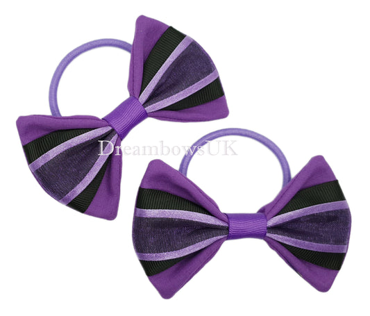 Black and purple bows on thick bobbles