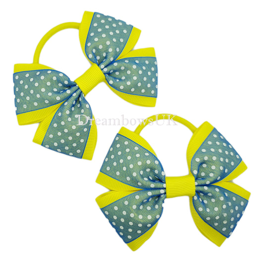 Royal blue and yellow school bows