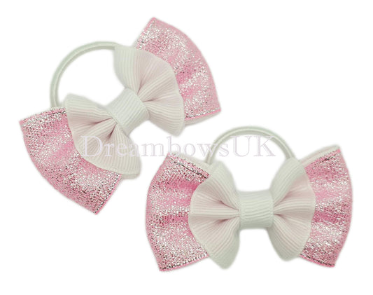 Pink and white glitter bows