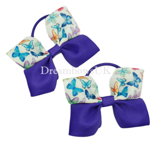 Butterfly design hair bows on thin bobbles