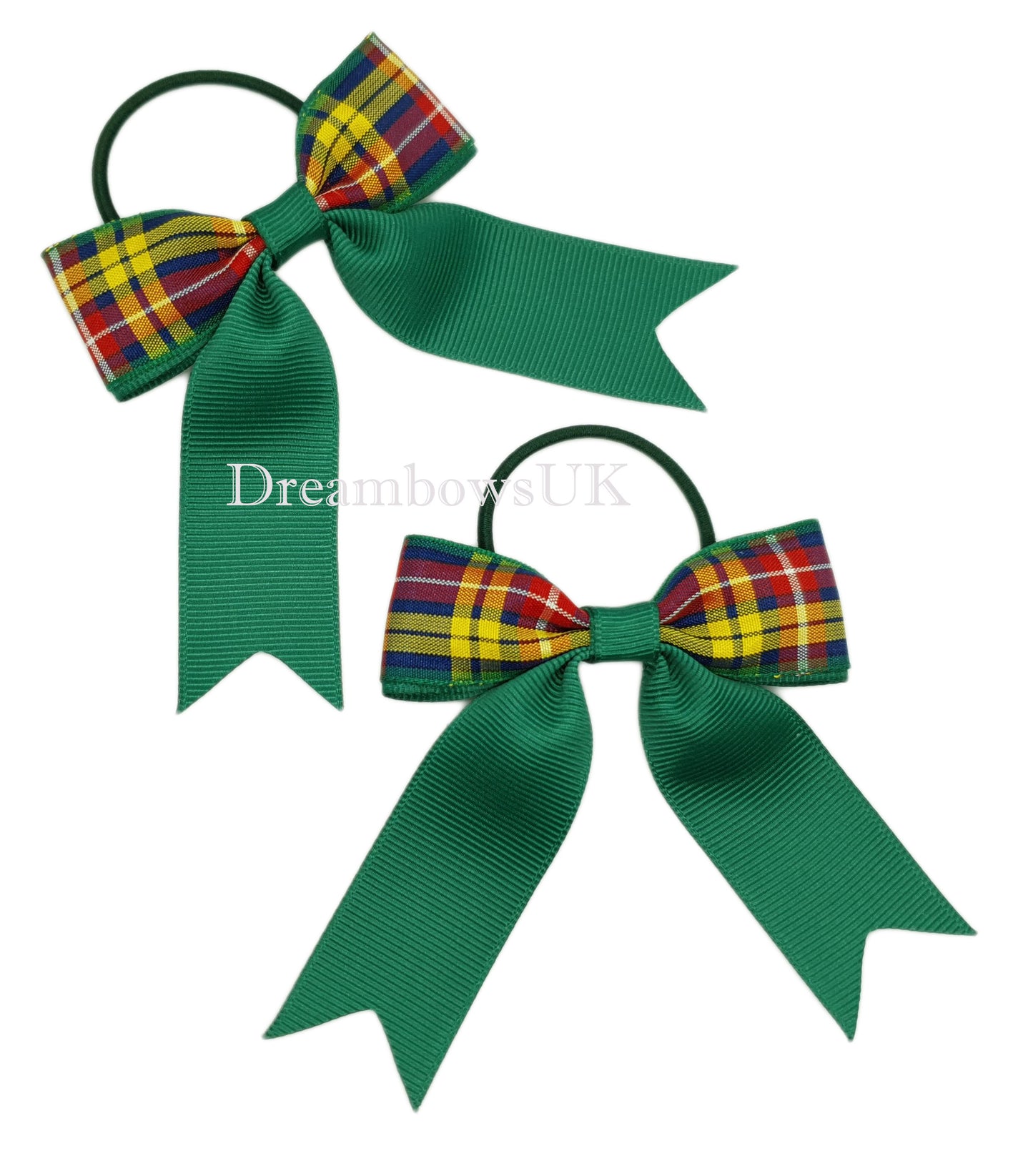 Chic Bottle Green Buchanan Tartan Hair Bows – Thin Bobbles