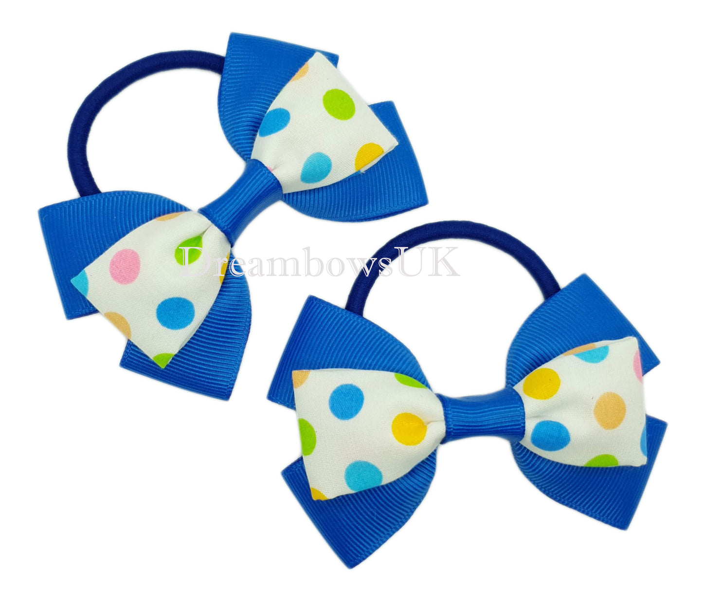 Polka dot hair bows on thick bobbles