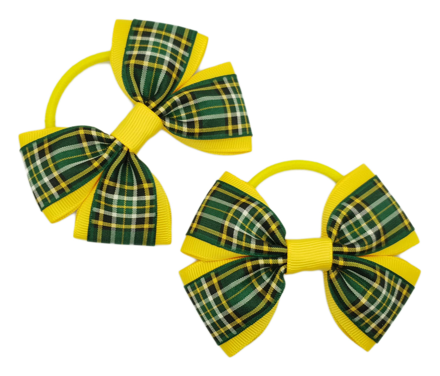 Tartan hair bows on thick bobbles