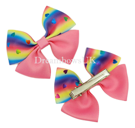 Pink bows, hearts, alligator clips