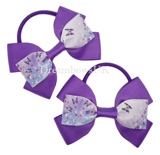 Purple and lilac hair bows, thick bobbles