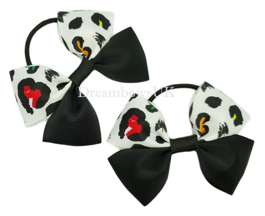 Black and white hair bows, thick bobbles