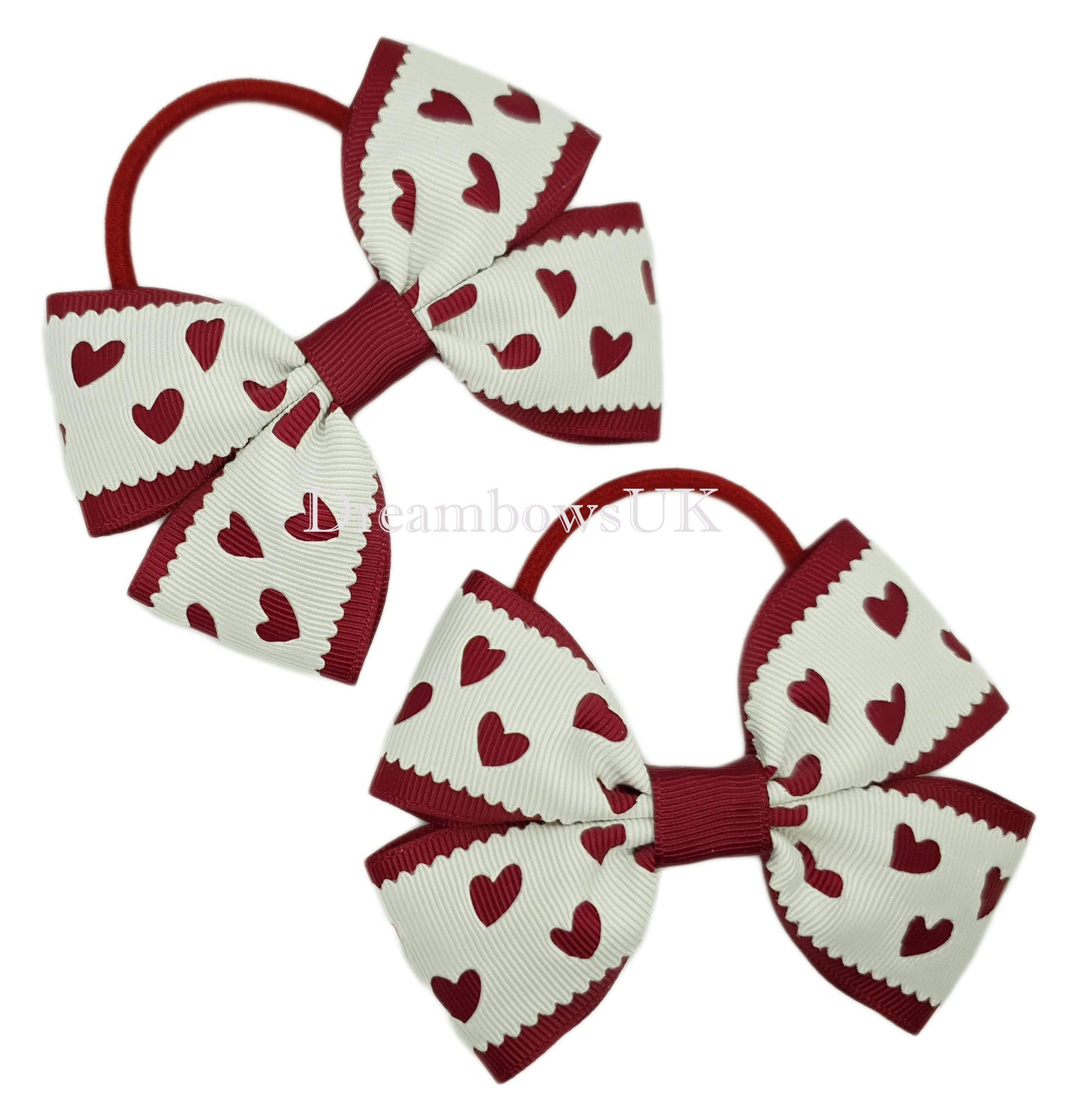 Burgundy school bows, Thick bobbles 