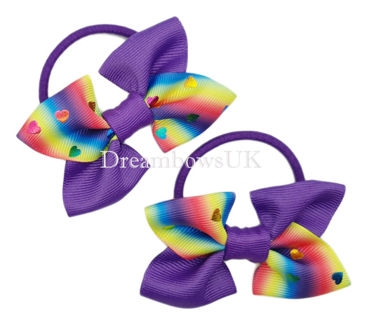 Purple hair bows on thick bobbles