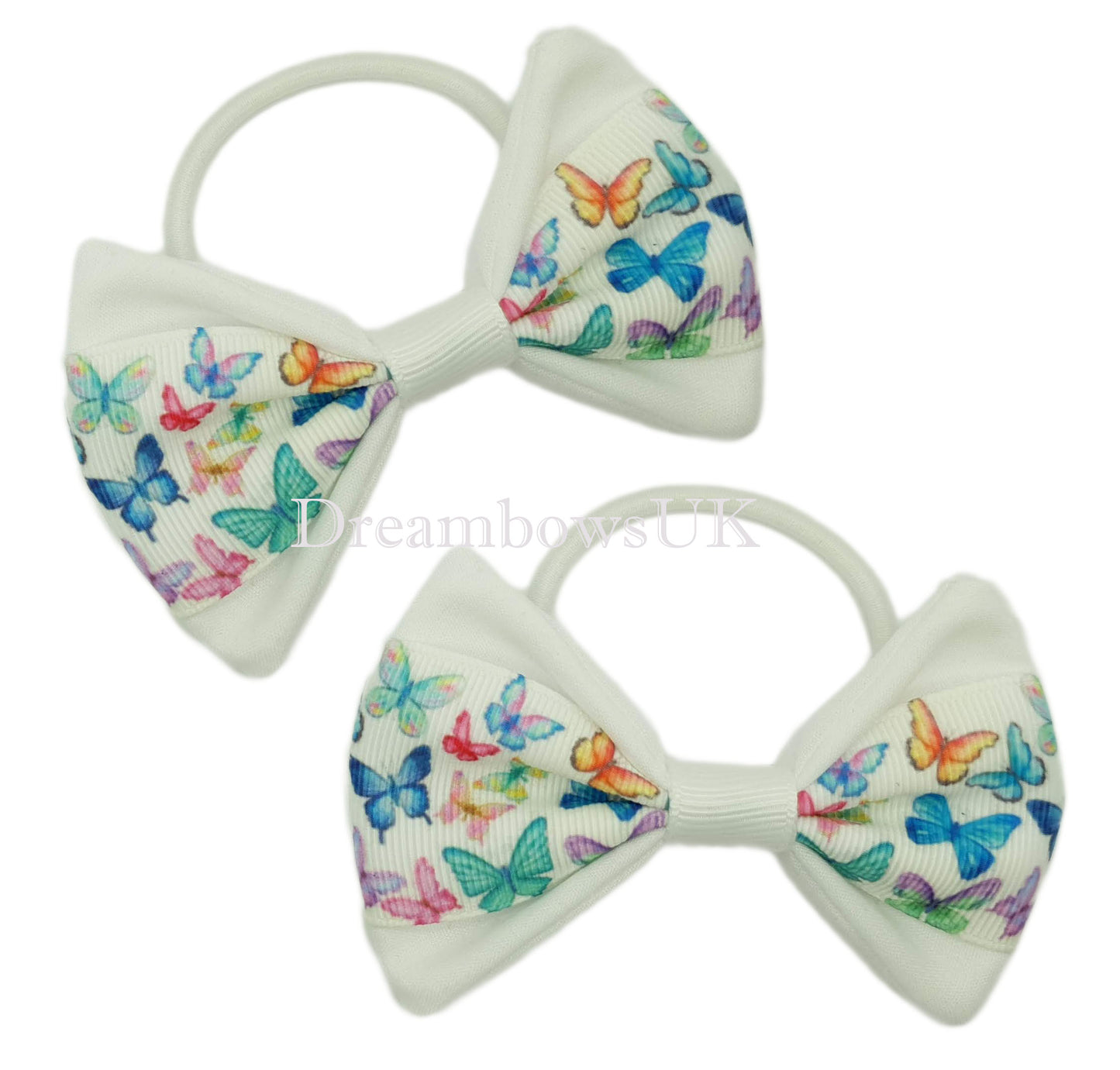 Butterfly design hair bows on thick bobbles 
