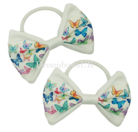Butterfly design hair bows on thick bobbles 