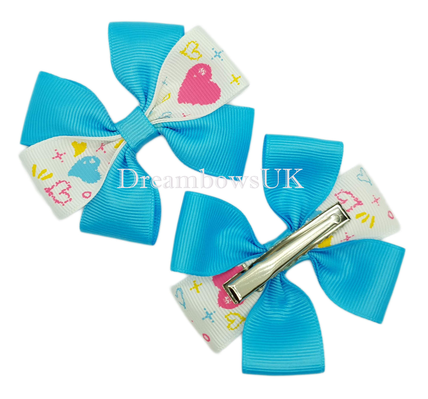 Turquoise hair bows, alligator clips, crocodile hair slides