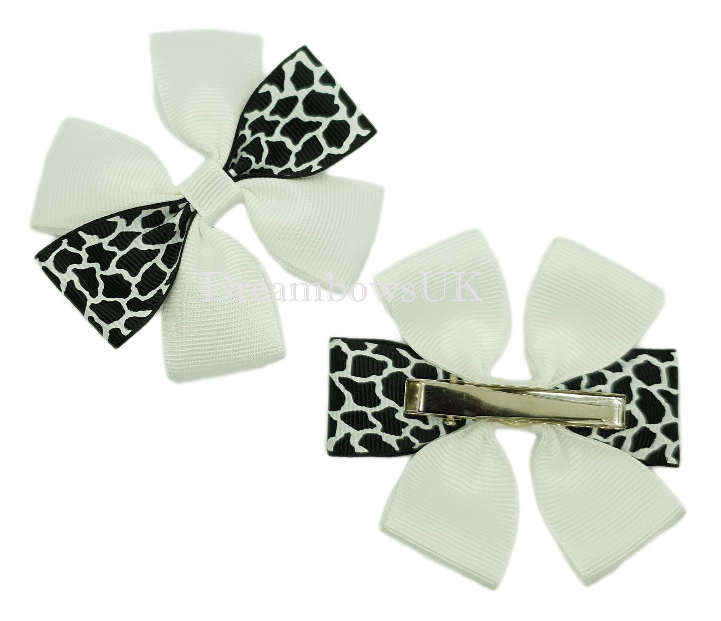 Black and white hair bows, hair accessories