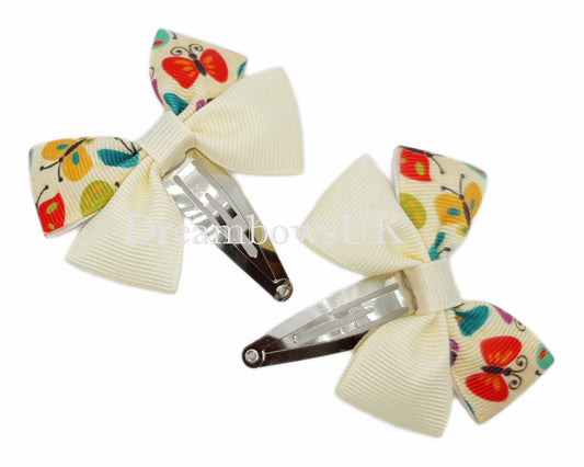Butterfly design hair bows, snap clips