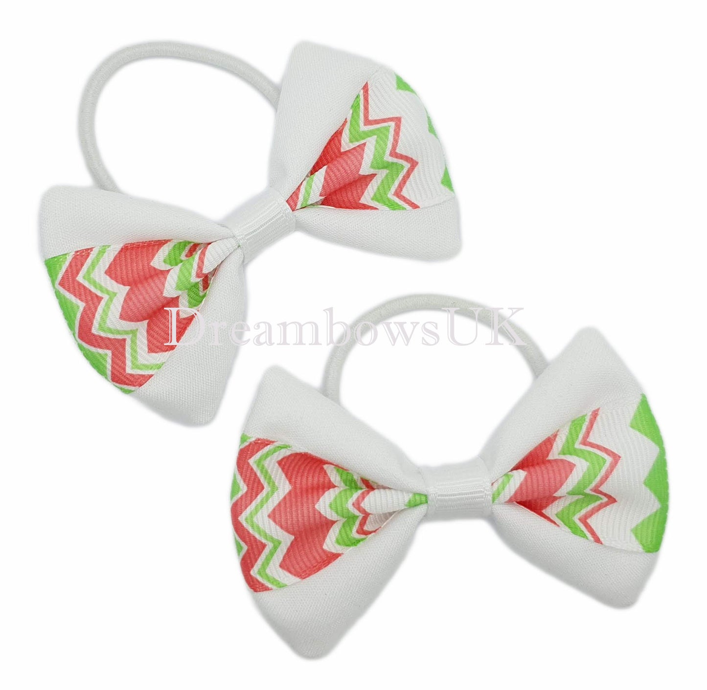 Chevron hair bows on thin bobbles