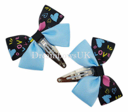 Hearts design baby hair bows, snap clips