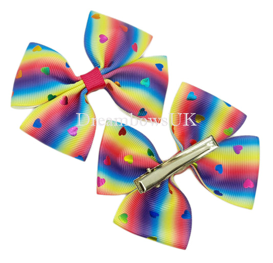 Rainbow hair bows, alligator clips