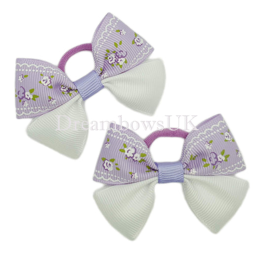Lilac hair bows, polyester bobbles