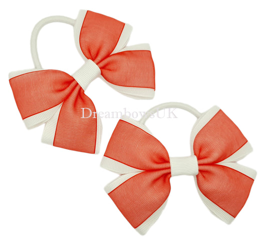 Red and white hair bows - Thick bobbles