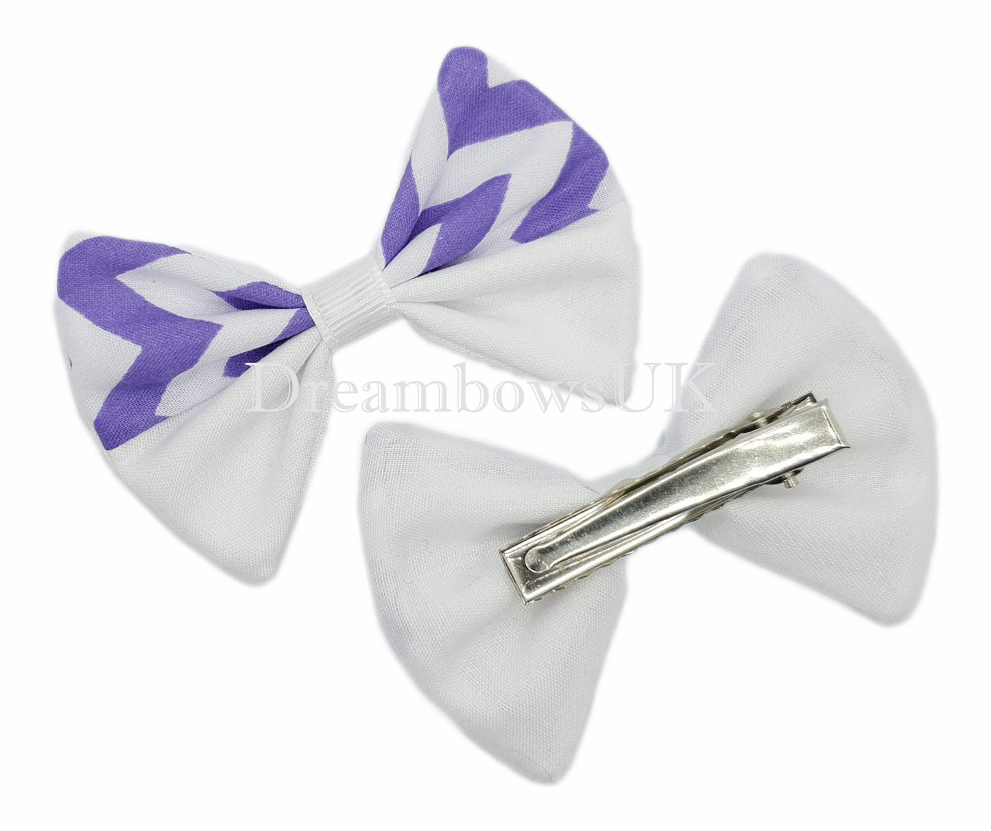 Chevron fabric hair bows on alligator clips