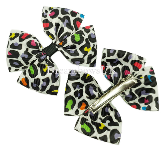 Leopard print bows on alligator clips