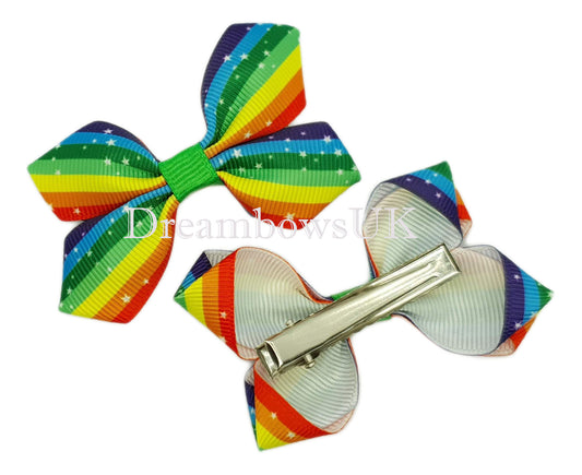 Rainbow bows, alligator clips