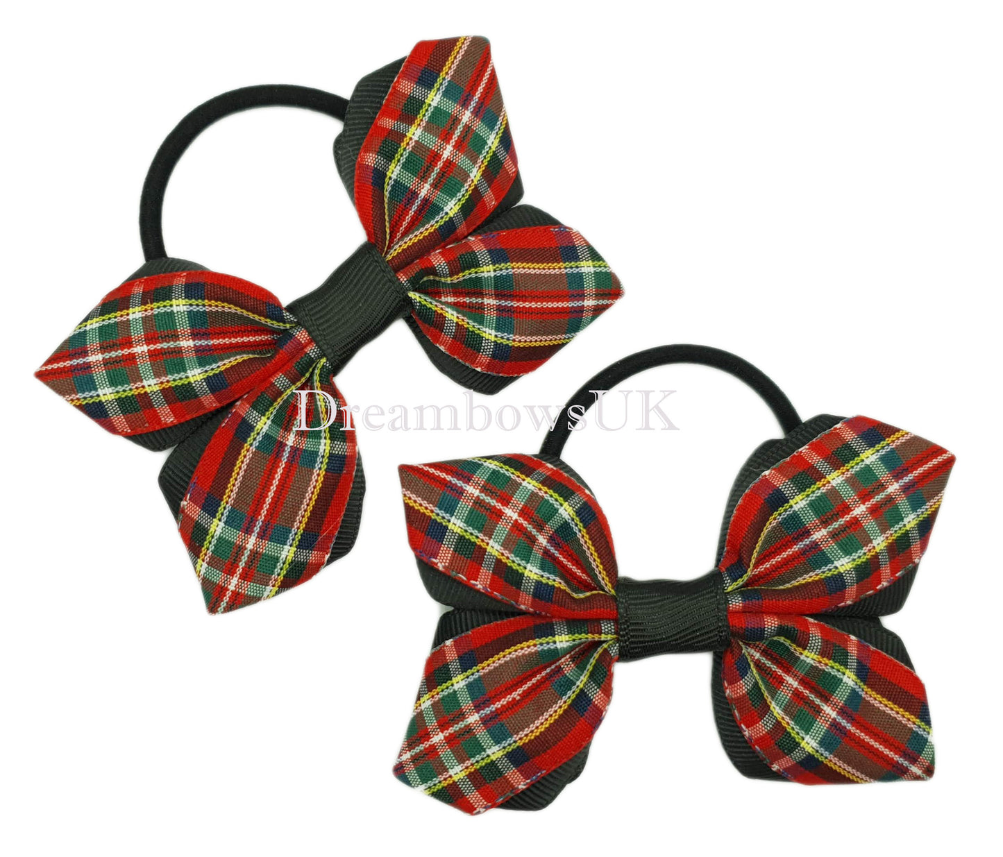 Royal Stewart tartan hair bows, thick bobbles