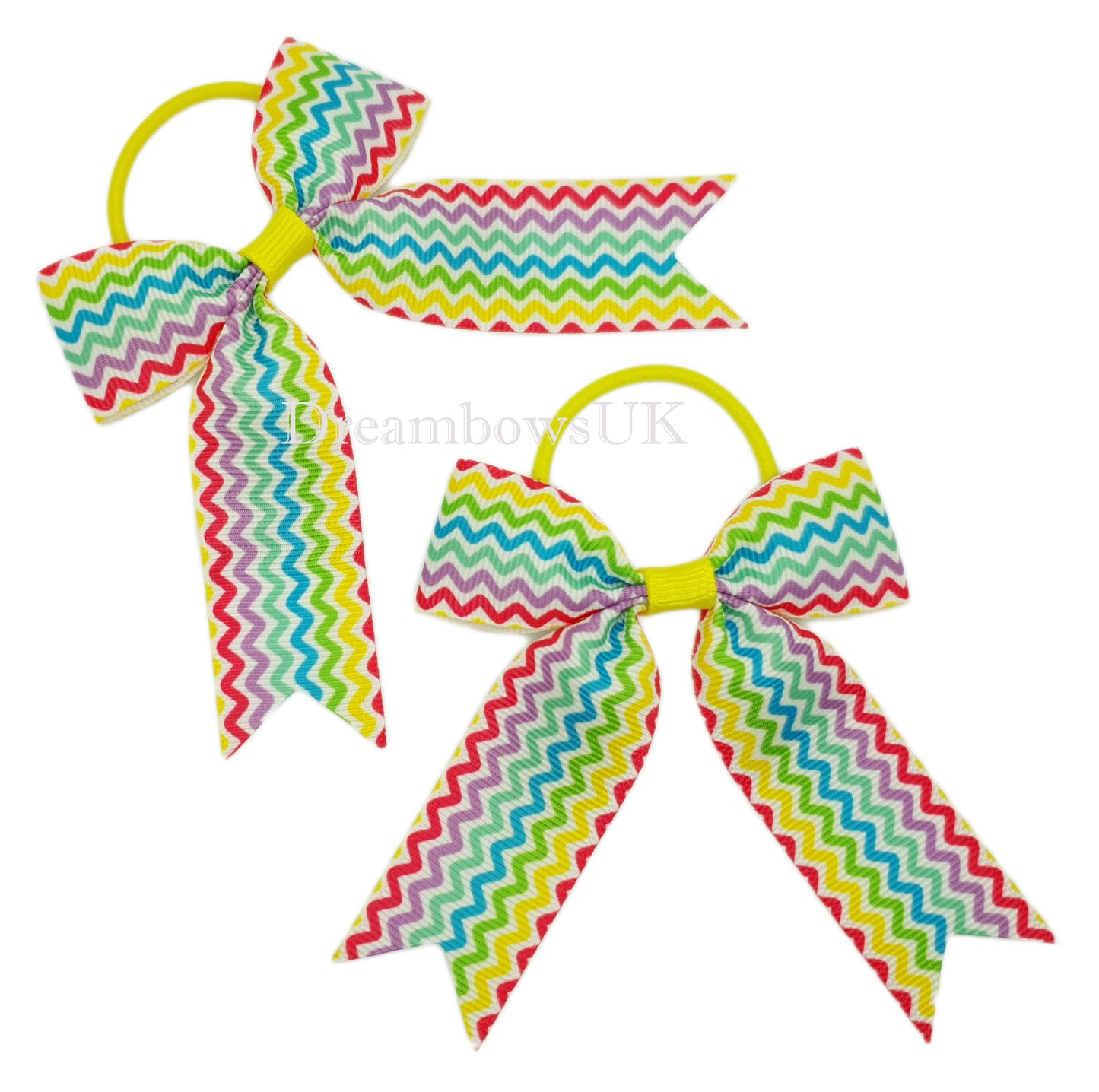 Multi colour chevron hair bows on thin bobbles