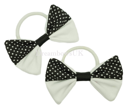 Black and white polka dot hair bows, thick bobbles