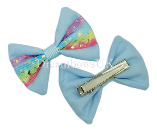 Baby blue hair bows. alligator clips