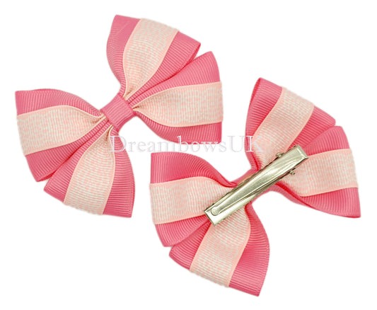 Pink hair bows, alligator clips