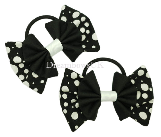 Black hair bows, polka dot hair bows, thick bobbles