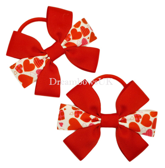 Red hair bows, red bobbles, heart bows