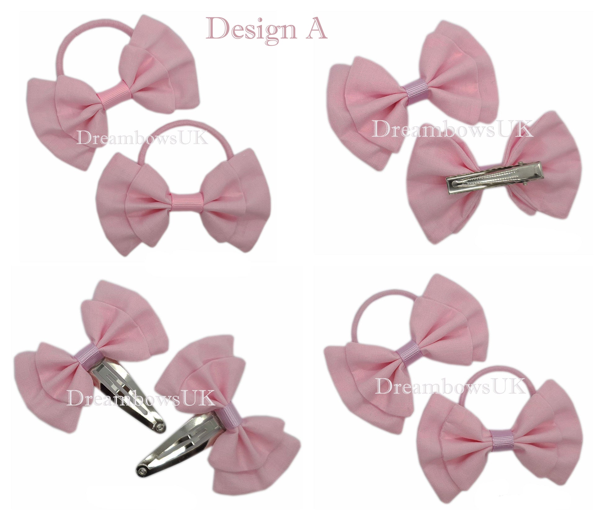 Light pink girls hair bows on bobbles and hair clips