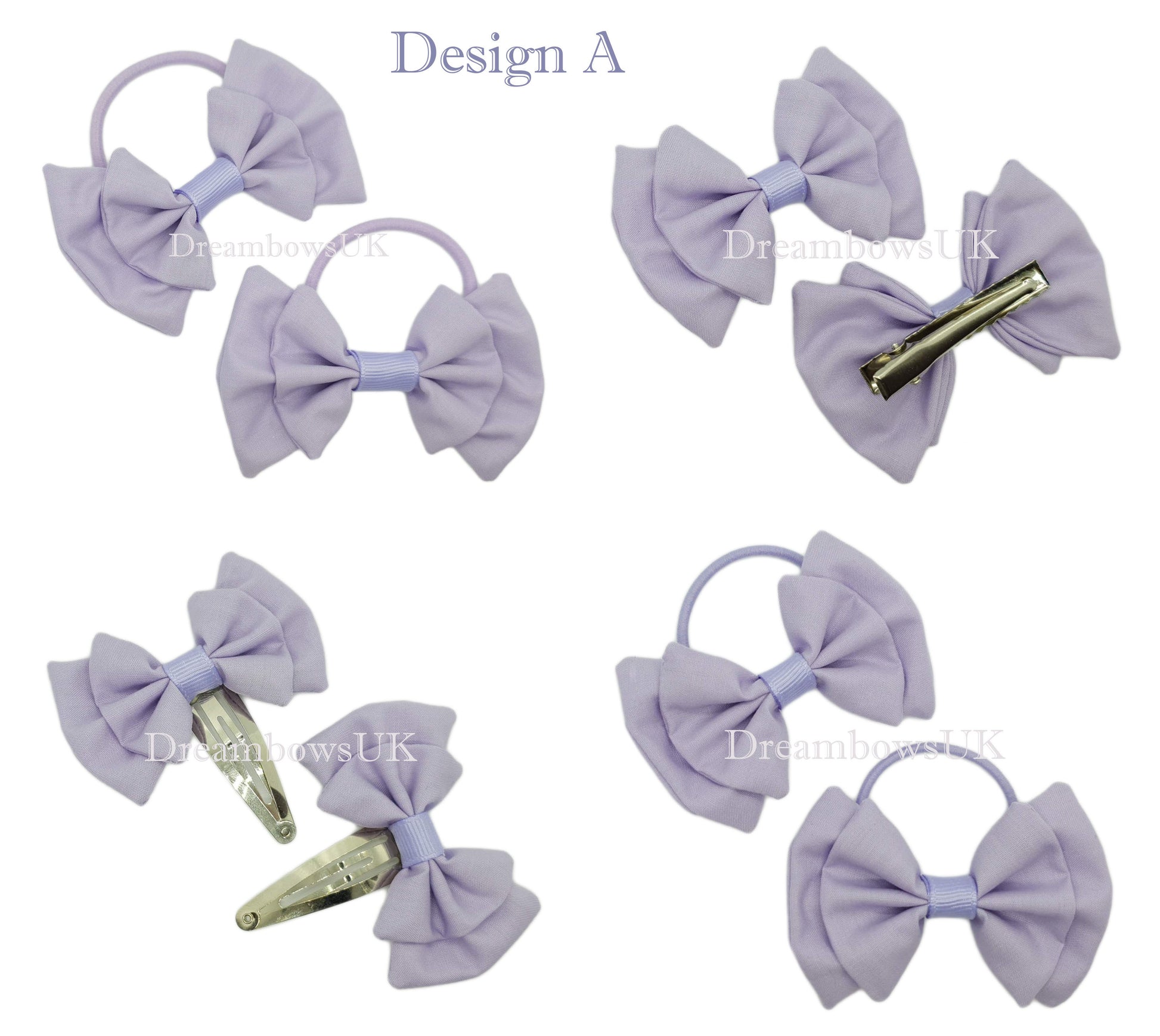 Girls lilac hair bows on bobbles and hair clips