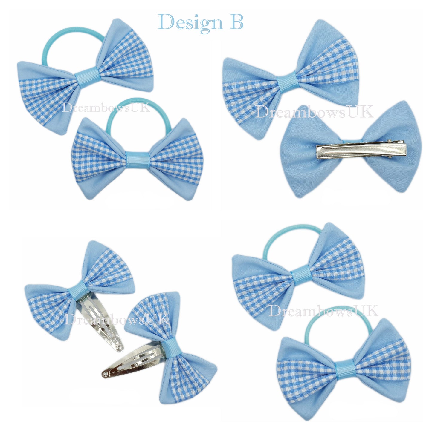baby blue fabric gingham hair accessories