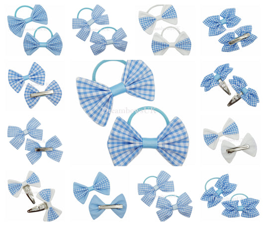 baby blue gingham school bows